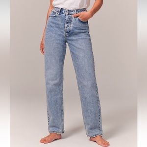 Abercrombie and Fitch Dad High Rise Jeans in Light Denim